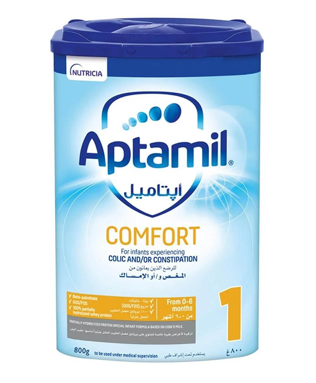 Aptamil Comfort 1 Infant Formula Milk Powder for 0-6M, Colic & Constipation Relief, Reduced Lactose - 800g