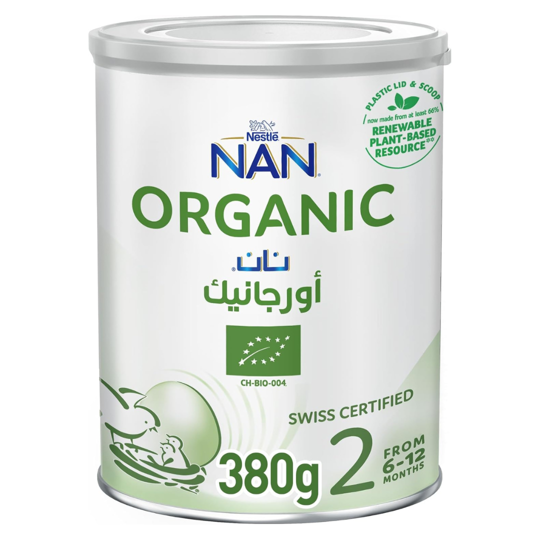 Nestle NAN Organic Stage 2 Follow-up Formula, Baby Milk, From 6 to 12 Months, 380g, Tin