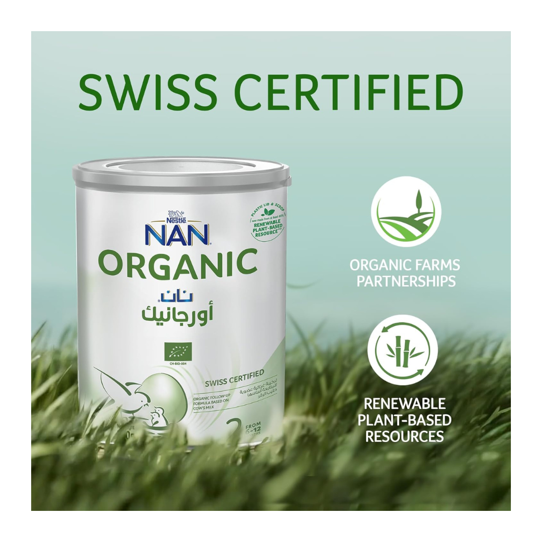 Nestle NAN Organic Stage 2 Follow-up Formula, Baby Milk, From 6 to 12 Months, 380g, Tin