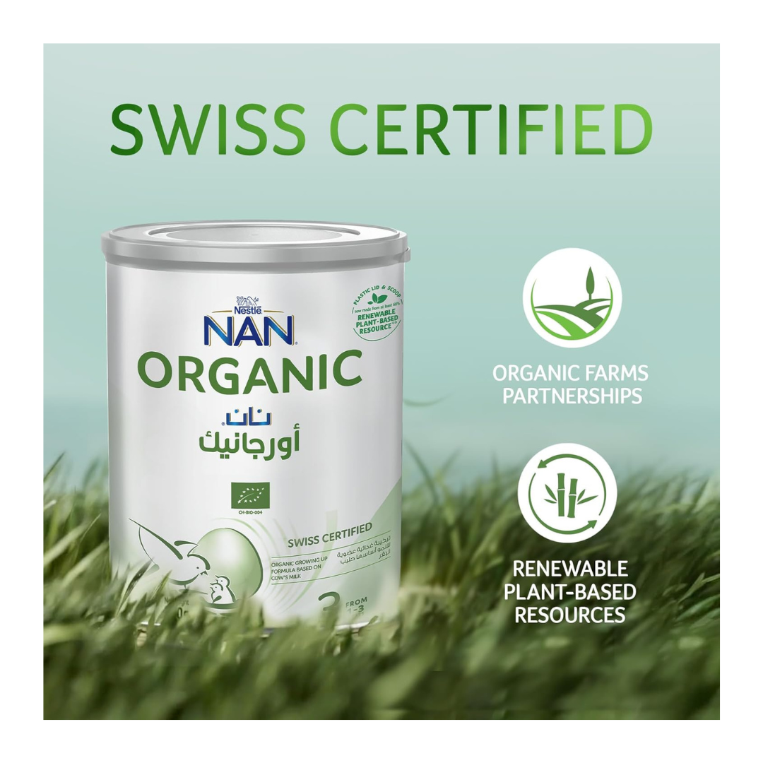 Nestle NAN Organic Stage 3 Growing Up Formula, Baby Milk, From 1 to 3 Years, 380g, Tin