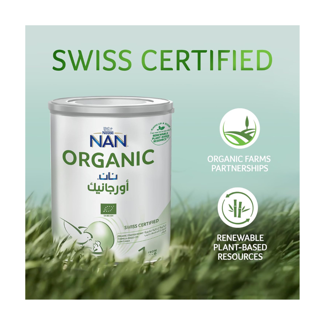 Nestle NAN Organic Stage 1 Starter Infant Formula, Baby Milk, From 0 to 6 Months, 380g, Tin
